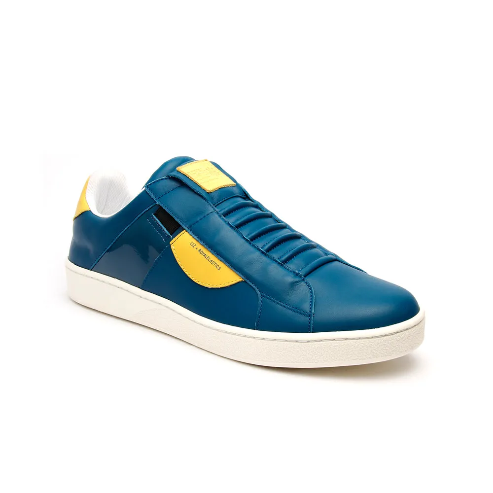 Men's Icon Dots Blue Yellow Leather Sneakers 02984-553