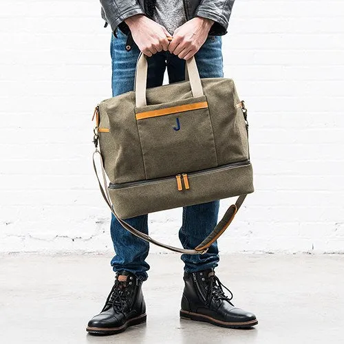 Men's Personalized Canvas Laptop/Shoe Duffle Travel Bag