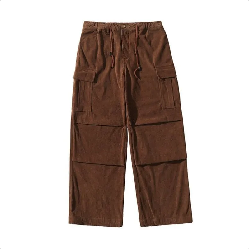 Men's Stylish Wide-leg Corduroy Cargo Pants for Casual Comfort