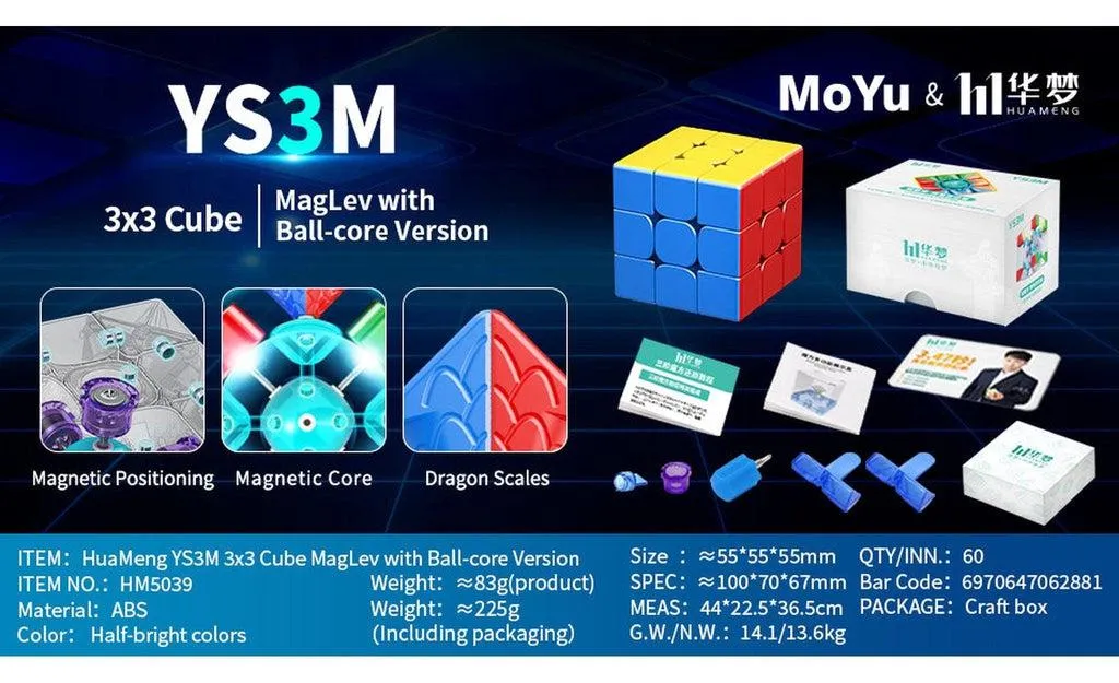 MoYu YS3 M 3x3 (Magnetic, Ball-Core, UV Coated)