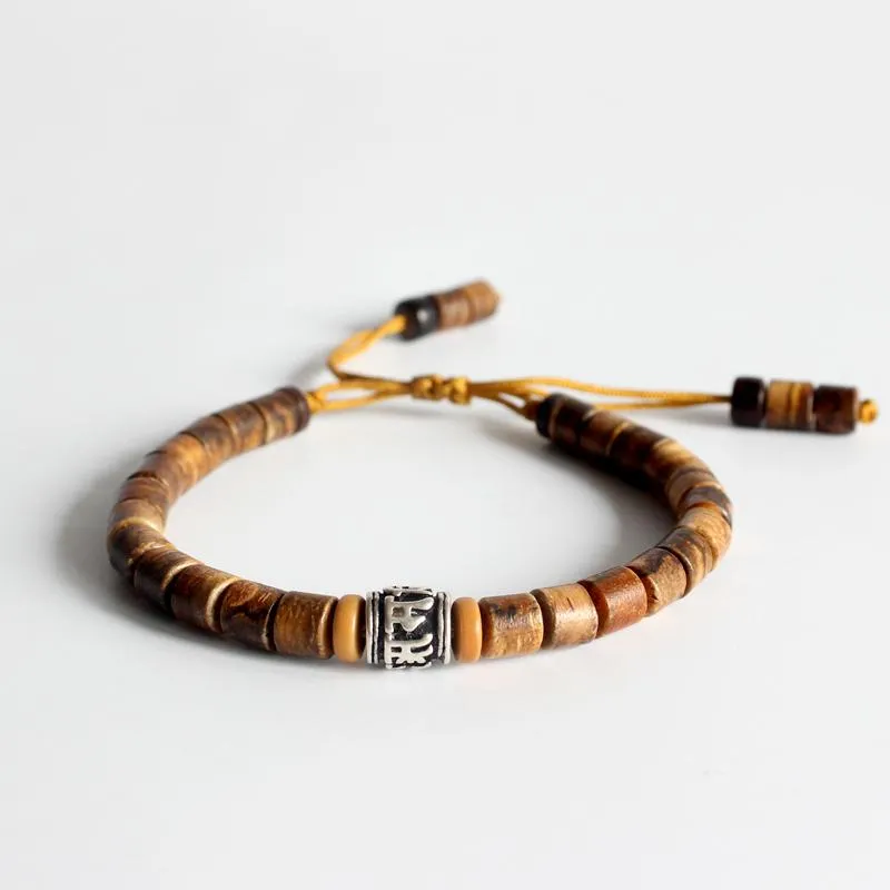 Natural Sandalwood &amp White Copper Mala Bead Bracelet