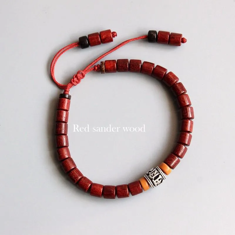 Natural Sandalwood &amp White Copper Mala Bead Bracelet