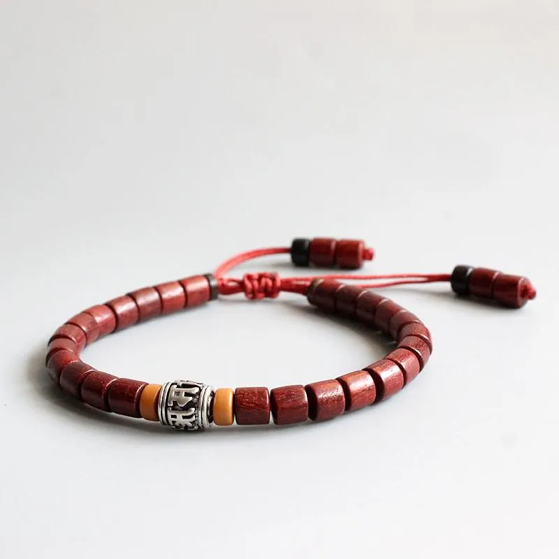 Natural Sandalwood &amp White Copper Mala Bead Bracelet