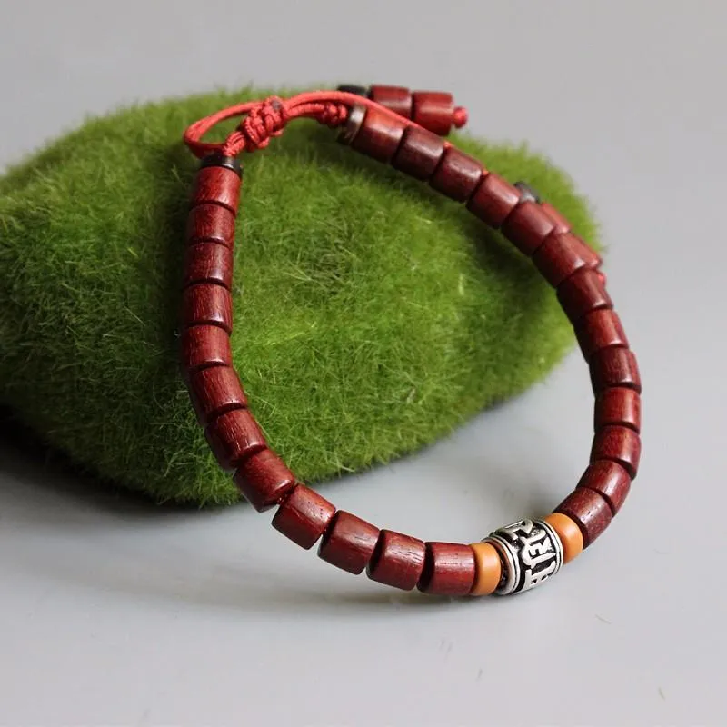 Natural Sandalwood &amp White Copper Mala Bead Bracelet