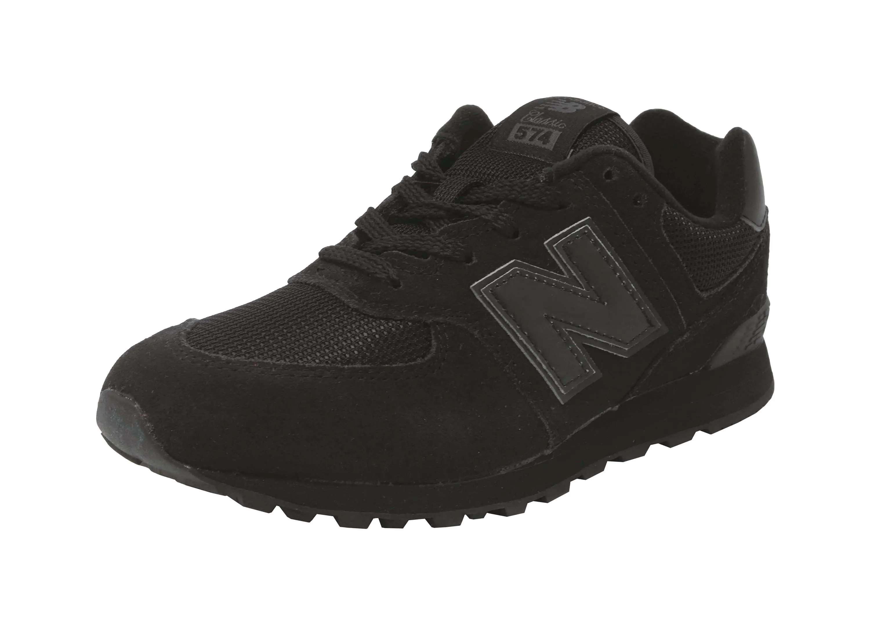 New Balance Big Kids Classic 574 Black/Black Shoes