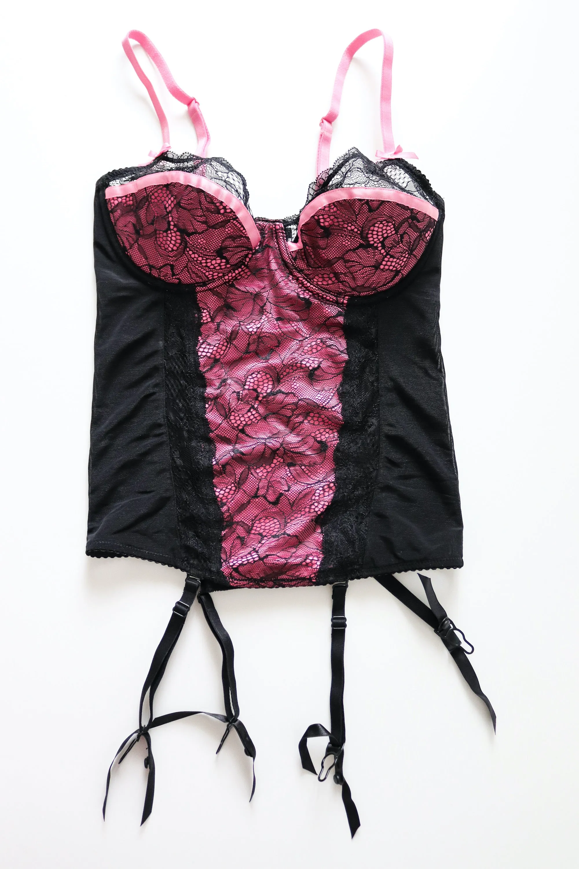 PINK CUTE BEAUTIFUL FLORAL LACE CUP BRA TOP BASQUE VEST TOP