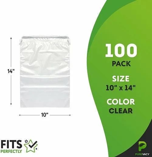 PUREVACY Travel Shoe Bags 10" x 14". Pack of 100 Clear Plastic 2 mil