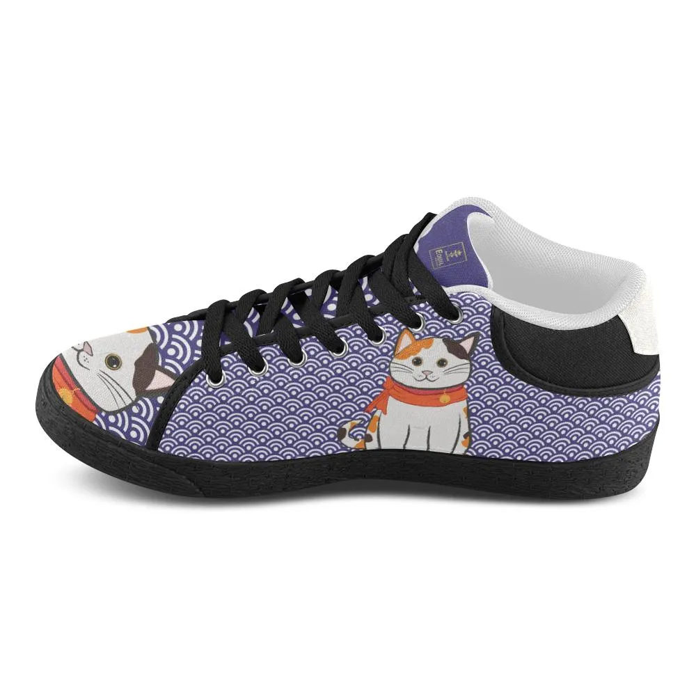 "Manekiko" - Beckoning Cat Canvas Sneakers - Mens