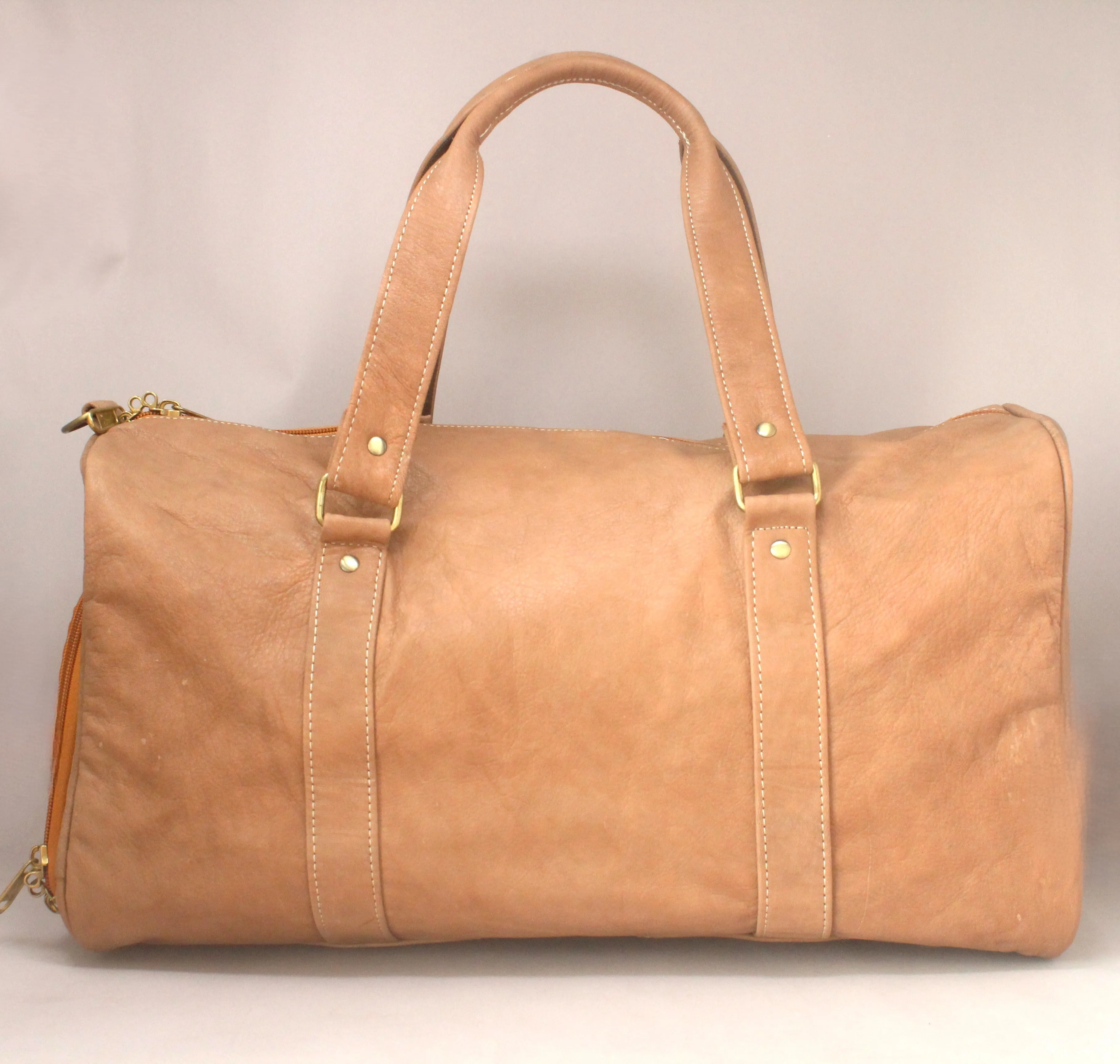 Rank Tan Genuine Leather Rugged  Duffle Bag