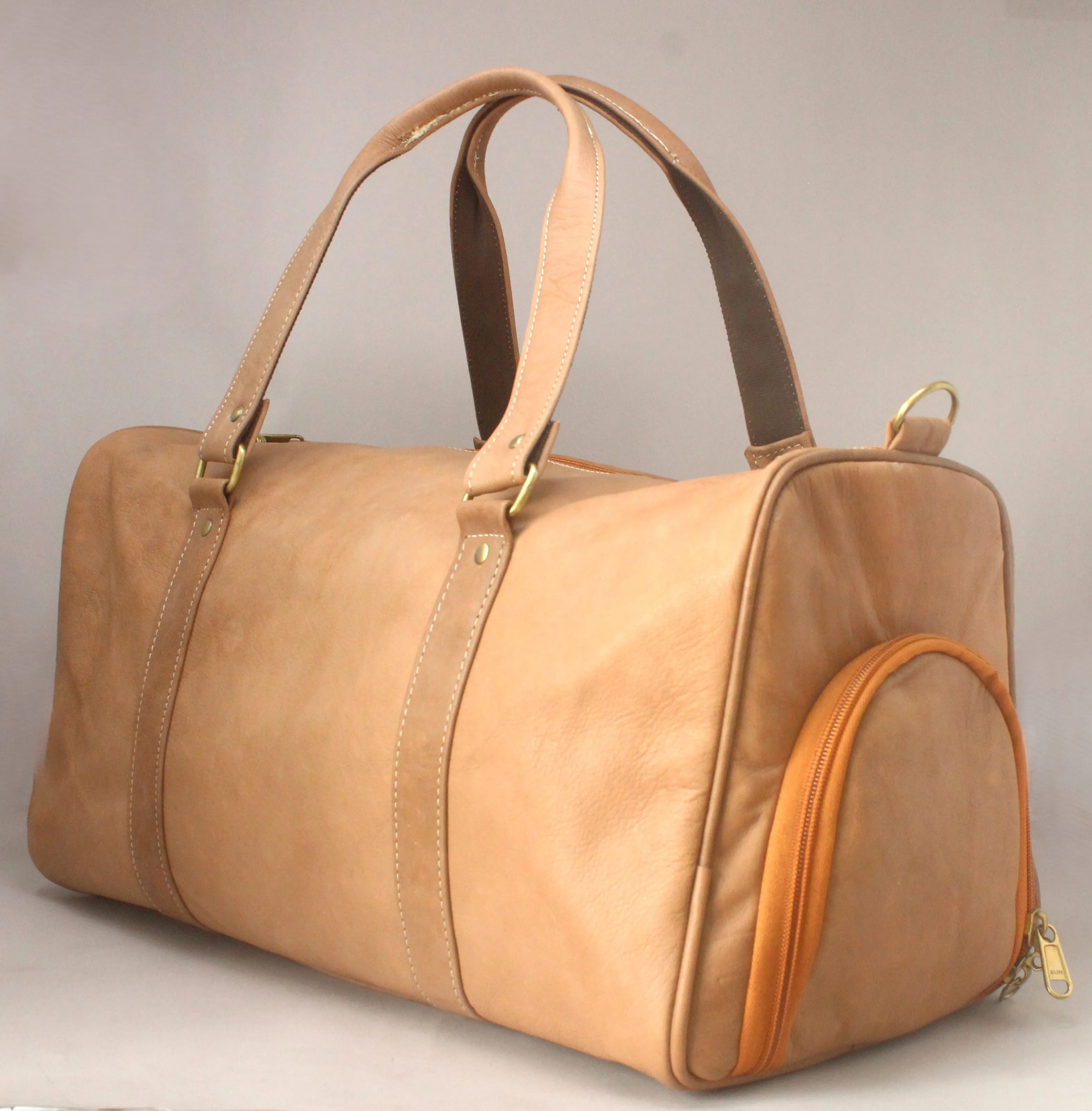 Rank Tan Genuine Leather Rugged  Duffle Bag