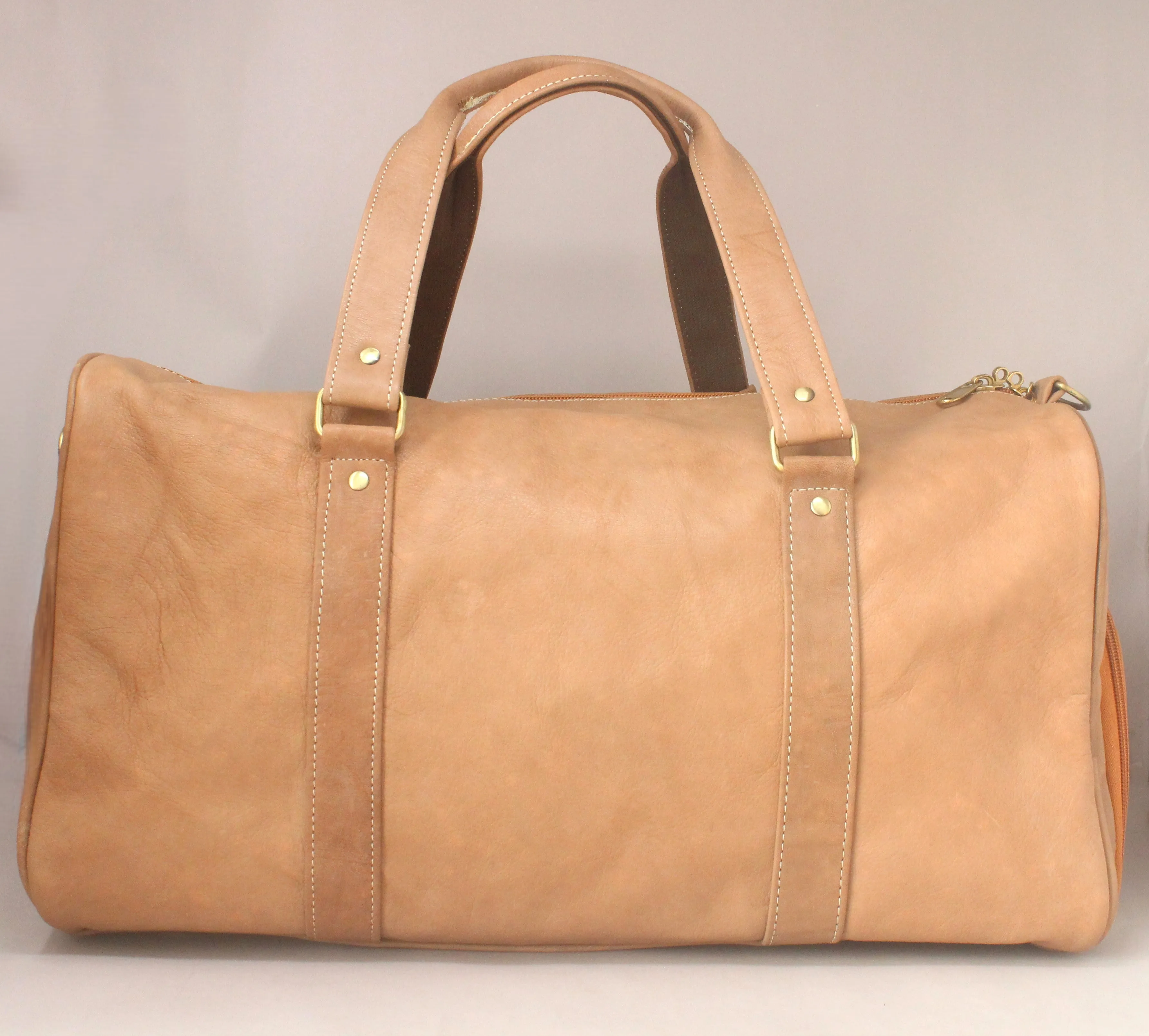 Rank Tan Genuine Leather Rugged  Duffle Bag