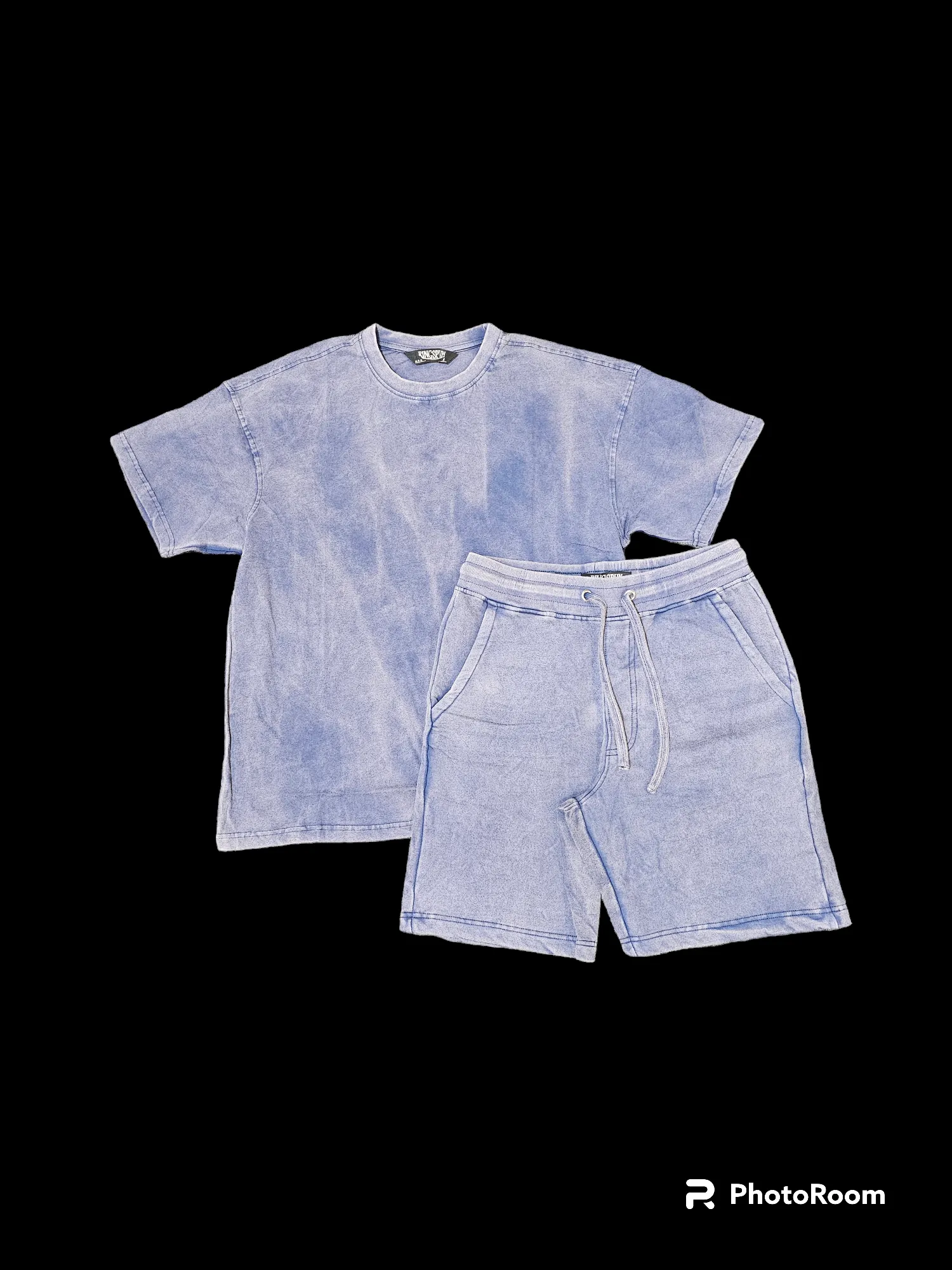 Rebel Minds Acid Washed Fleece Men Short Set Indigo