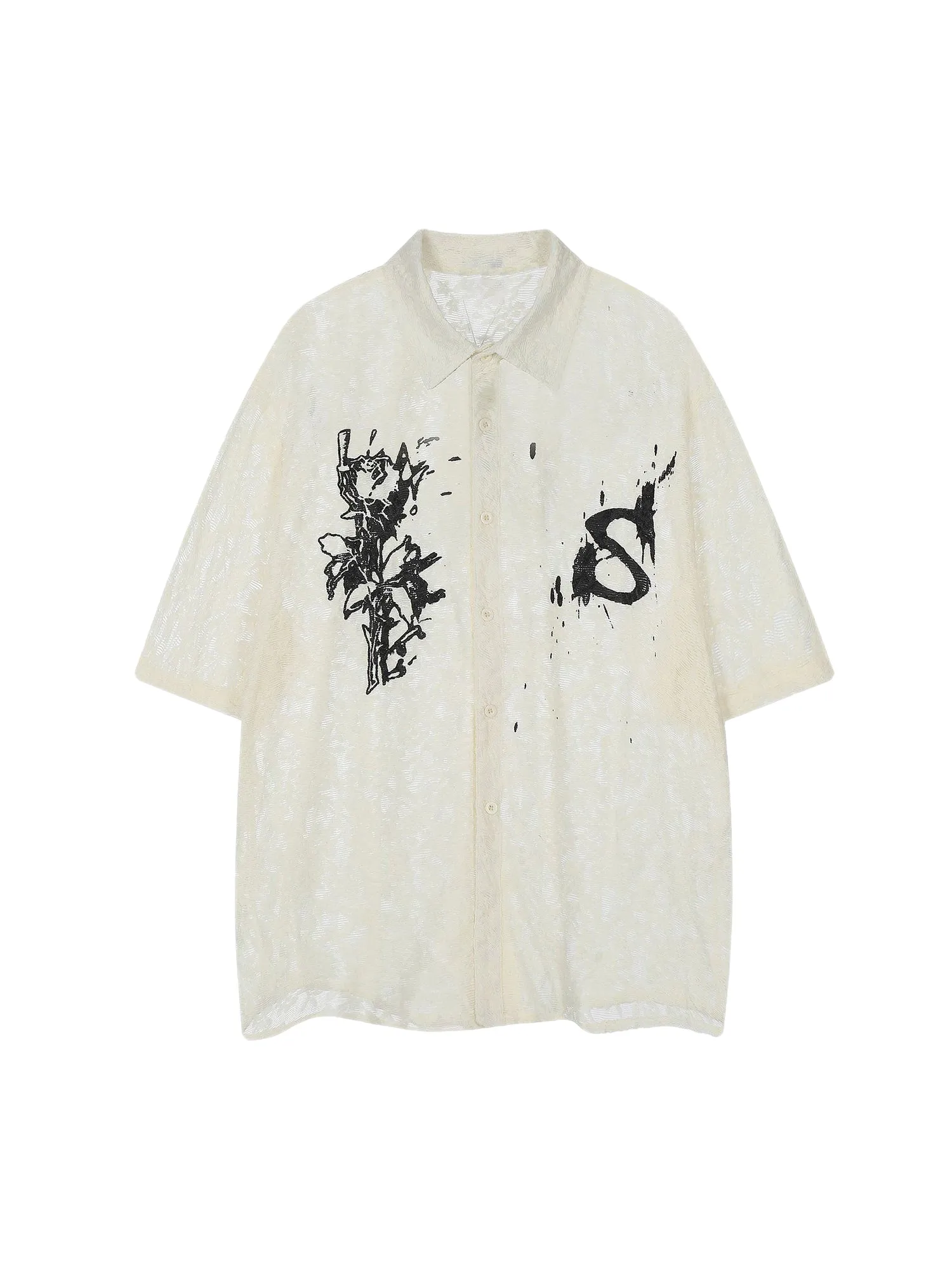 Retro High Street Hollow Printed Shirt