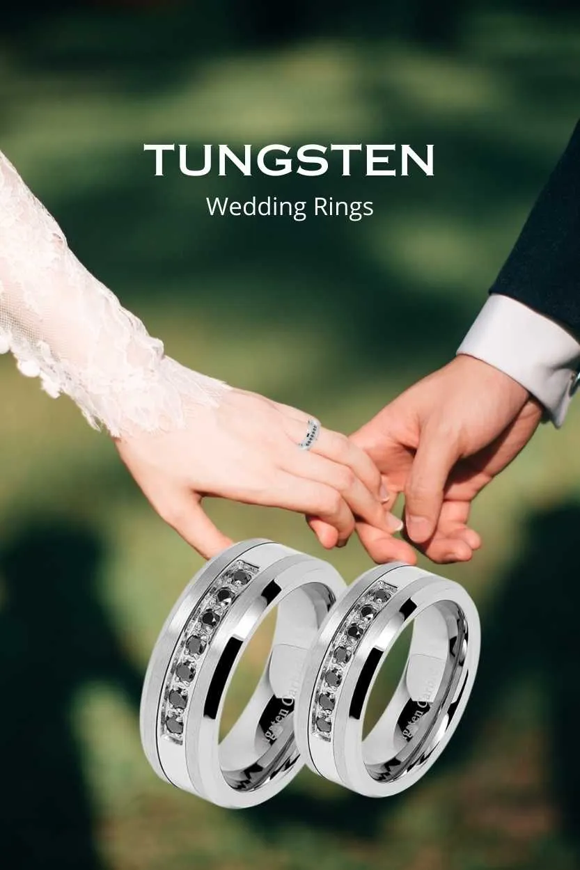 Silver Diamond Ring Tungsten Steel