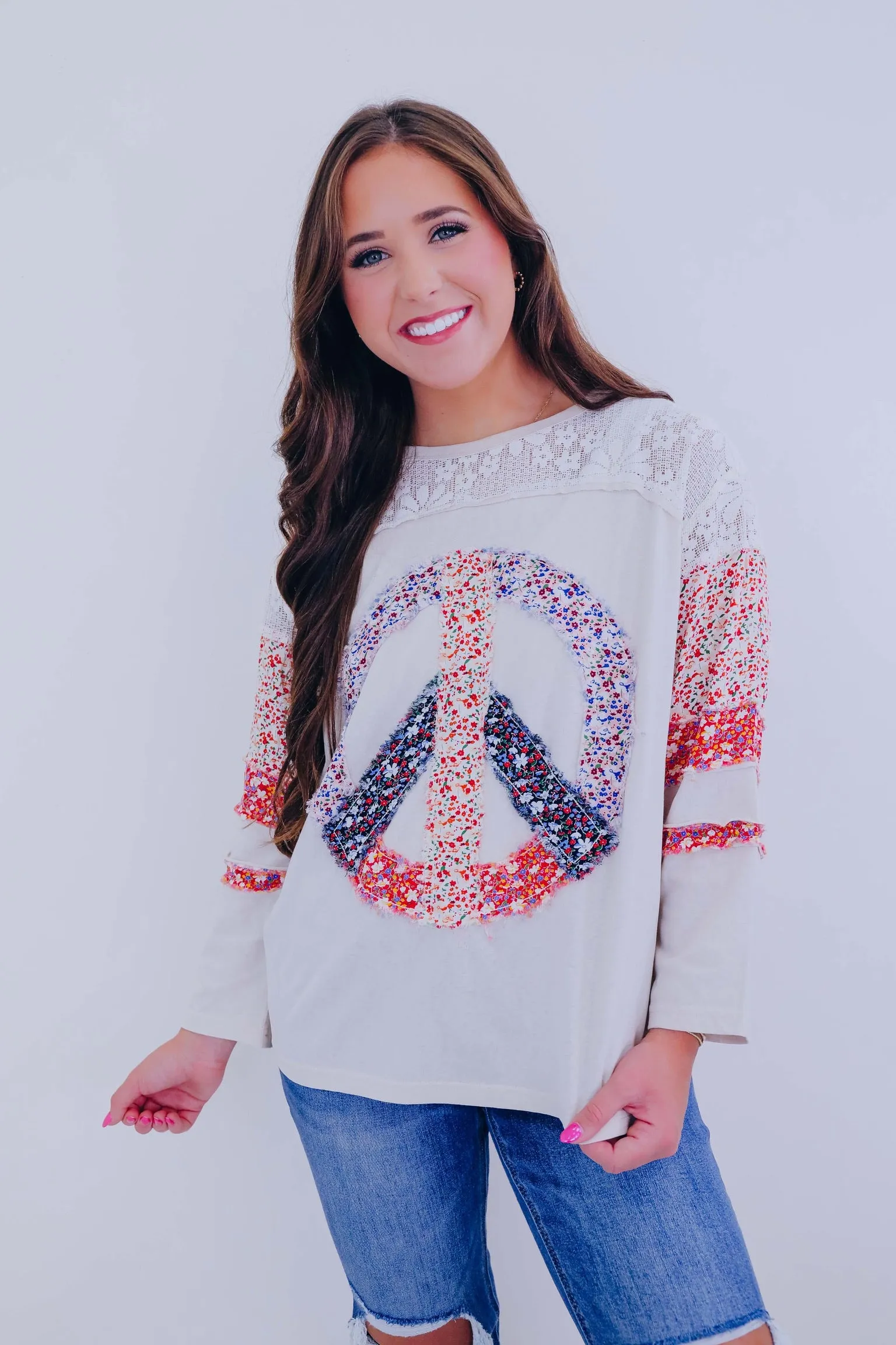 The Power Of Peace Patch Ditsy Print Top