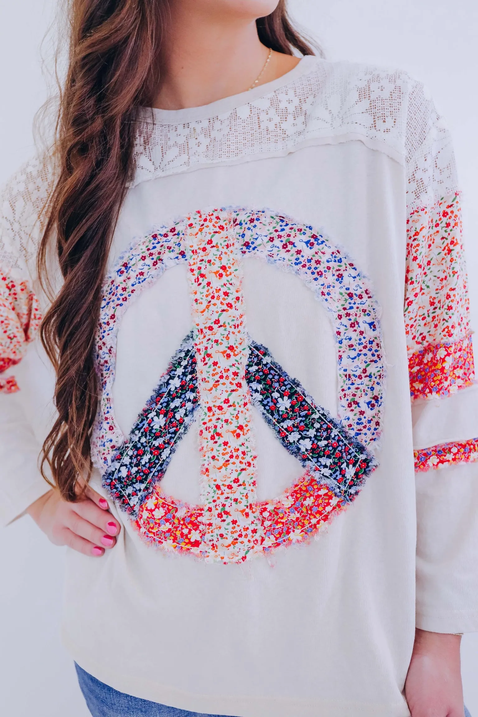 The Power Of Peace Patch Ditsy Print Top