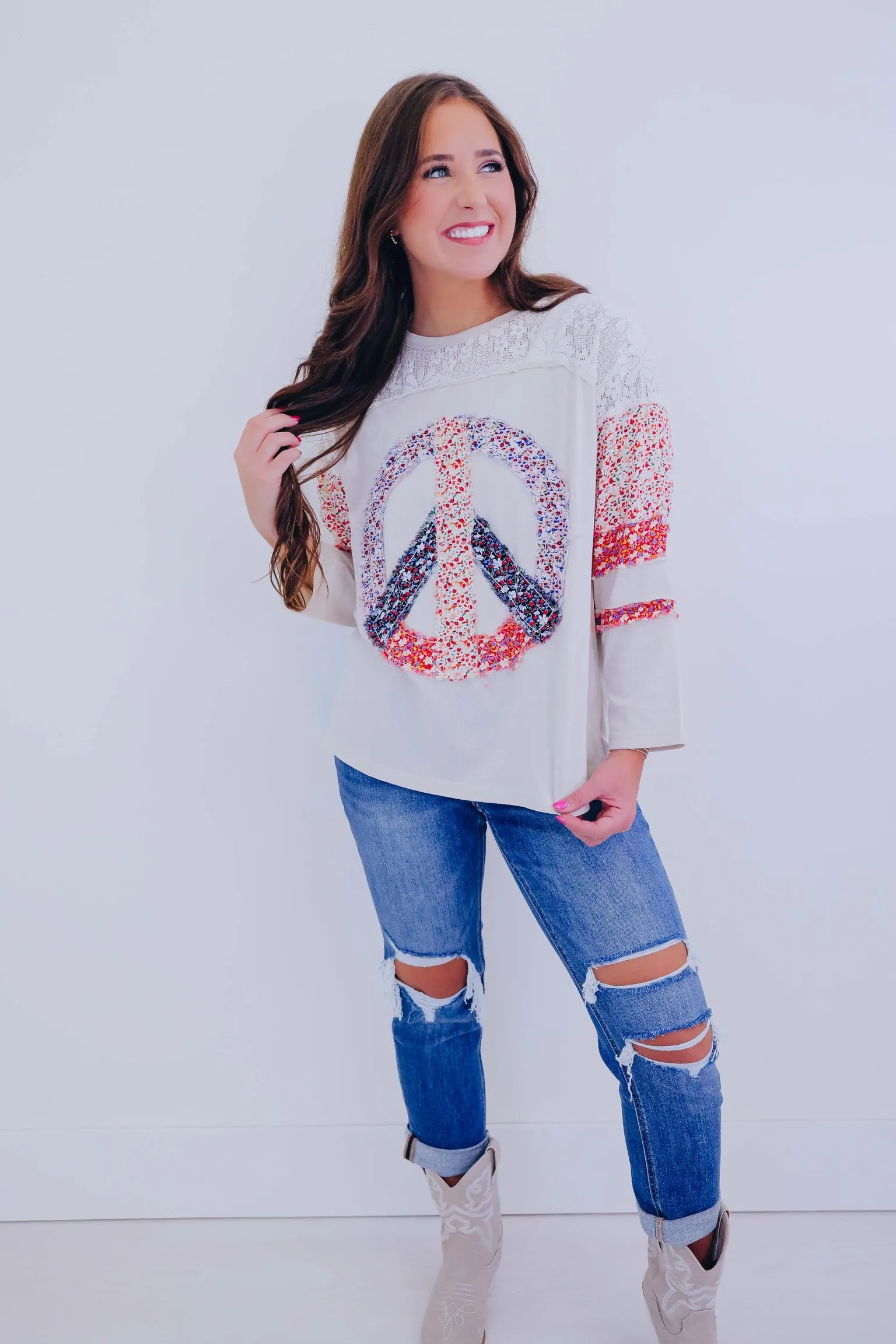 The Power Of Peace Patch Ditsy Print Top