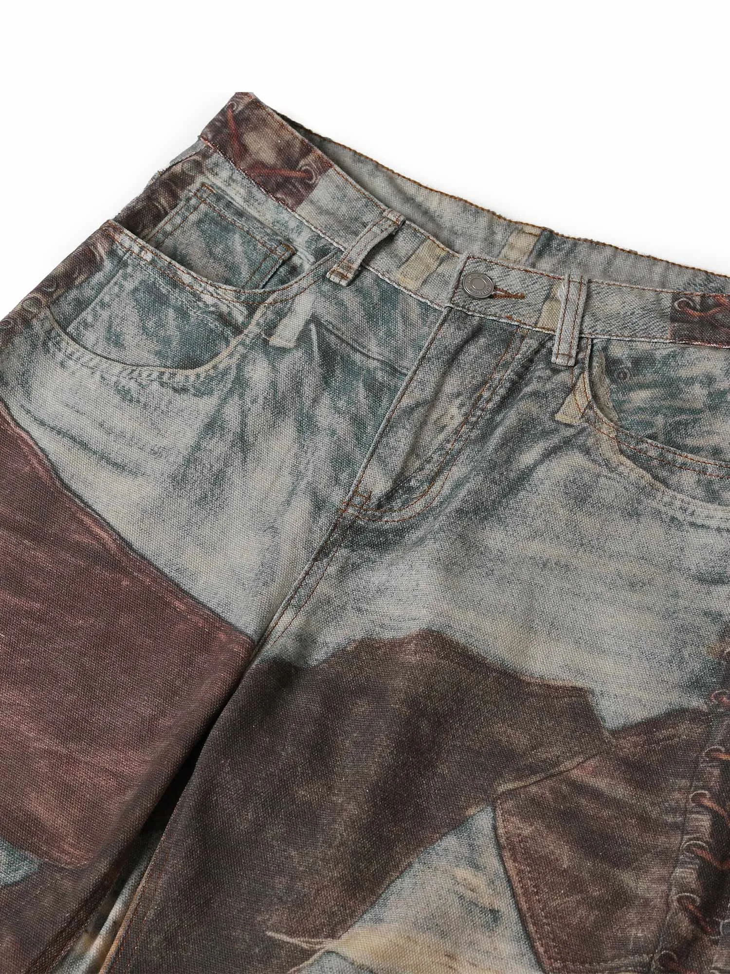 Thesupermade High Street Distressed Washed Printed Jeans