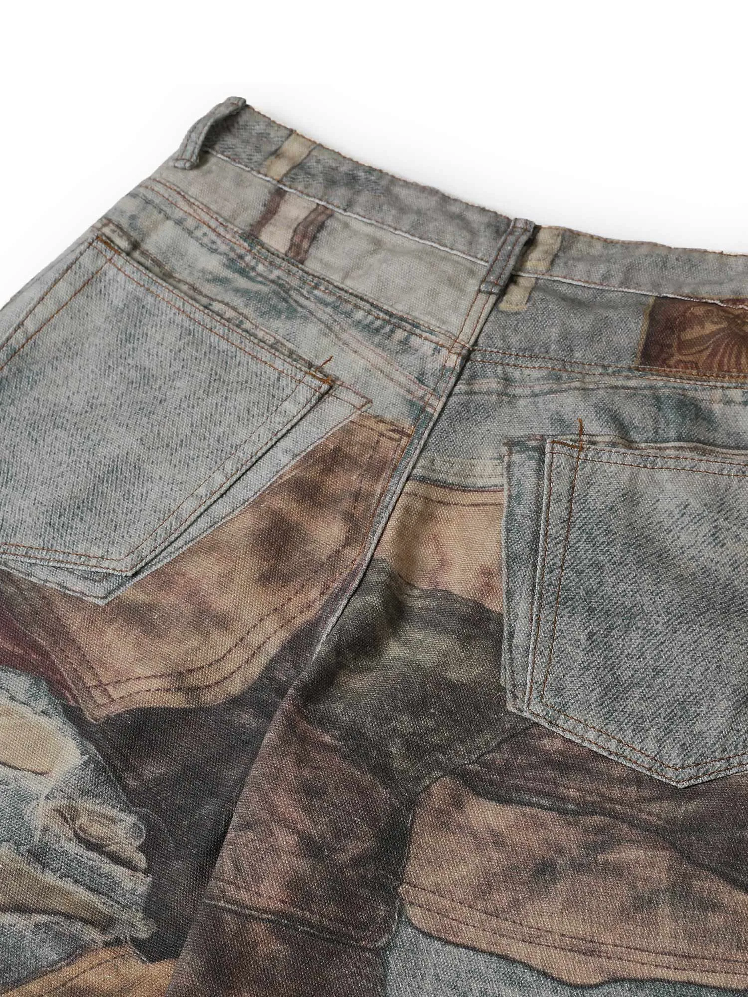 Thesupermade High Street Distressed Washed Printed Jeans