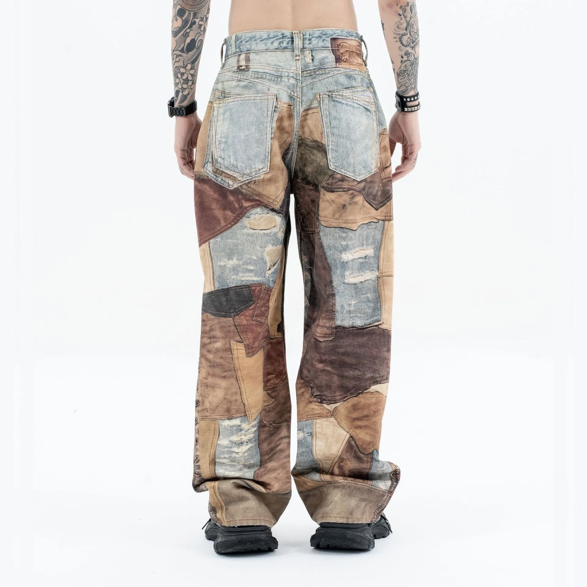 Thesupermade High Street Distressed Washed Printed Jeans