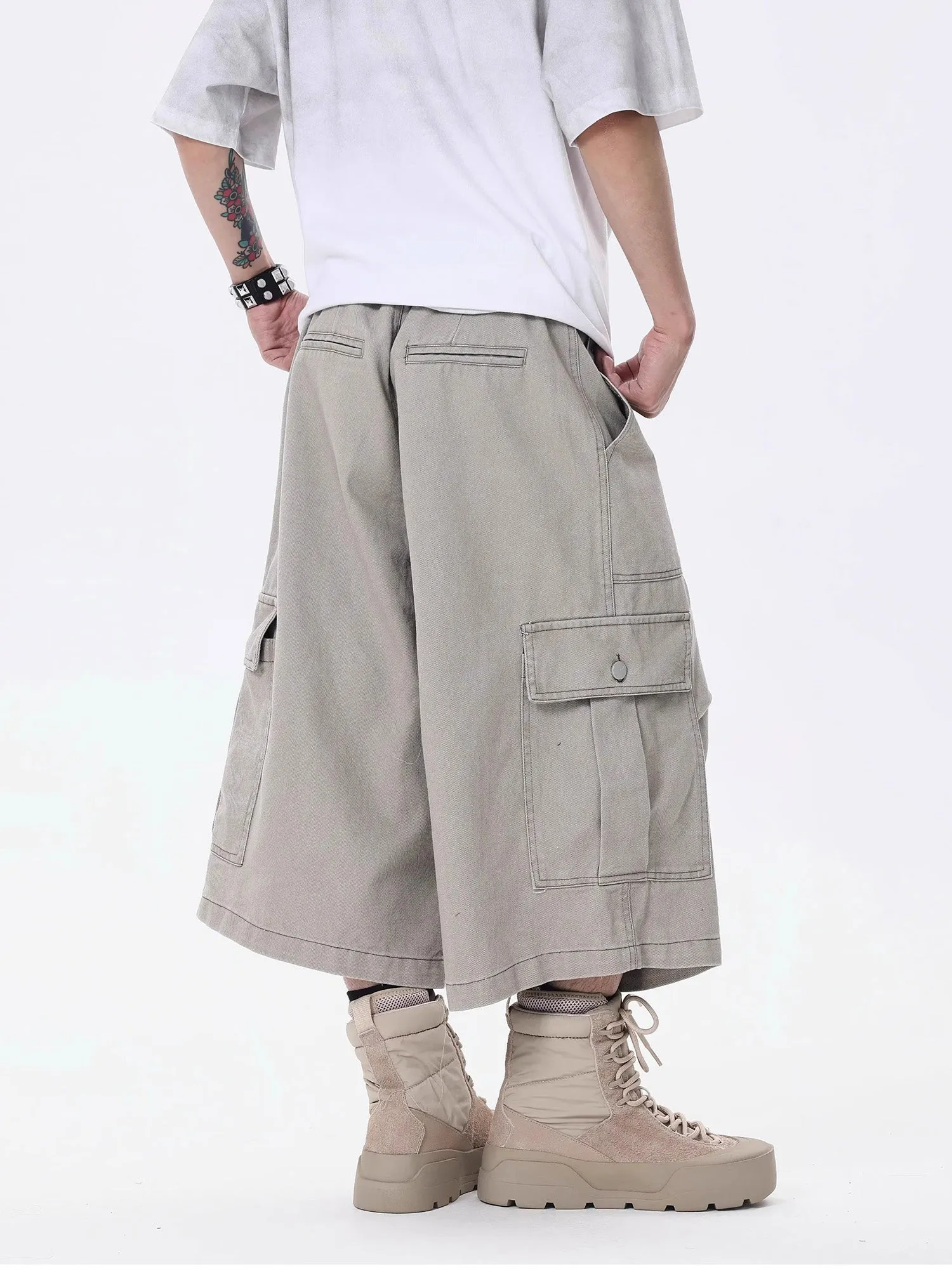 Thesupermade High Street Multi-pocket Workwear Casual Jorts