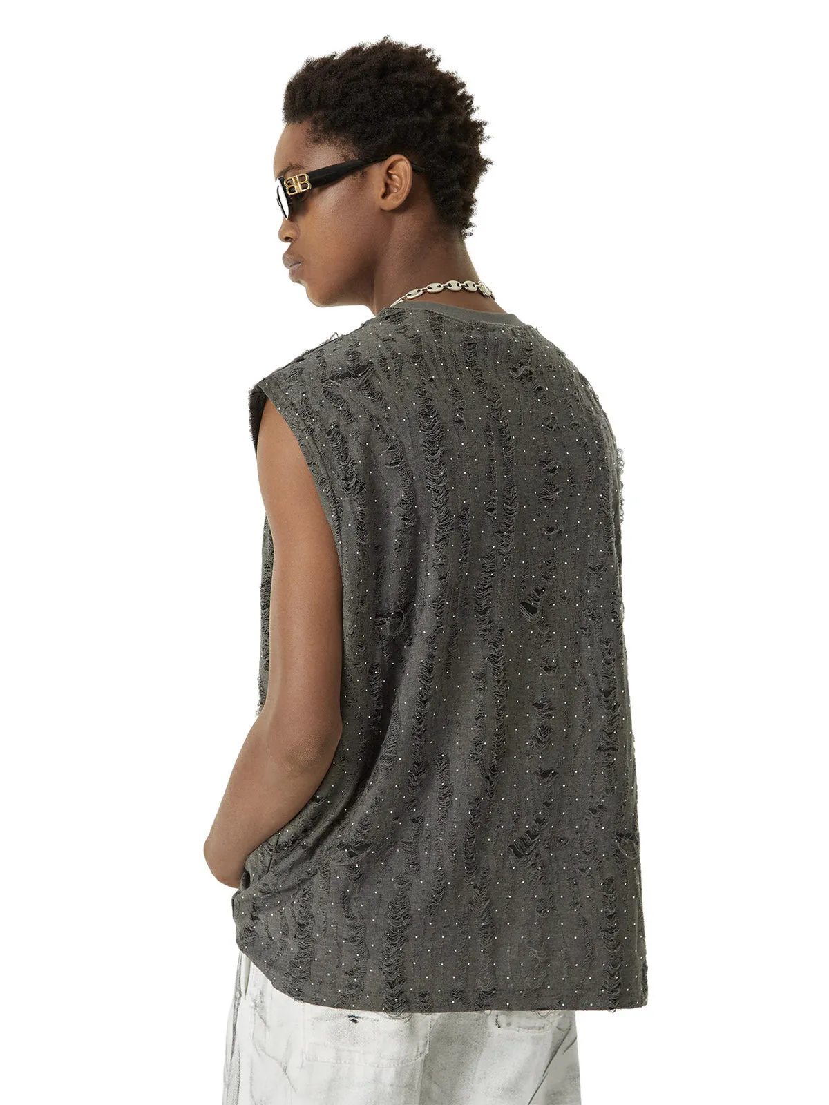 Thesupermade High Street Worn Design Diamond Texture Vest