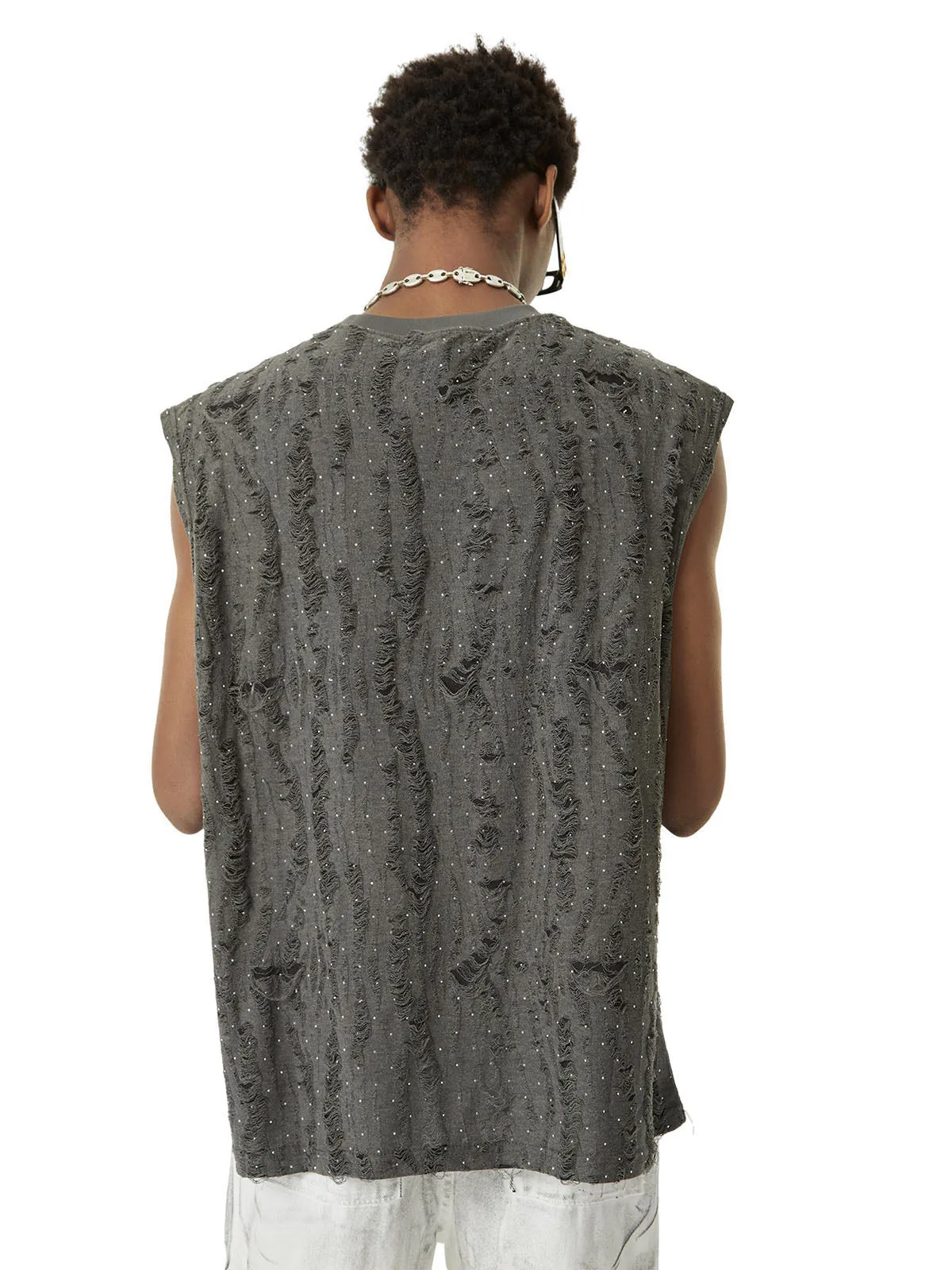 Thesupermade High Street Worn Design Diamond Texture Vest