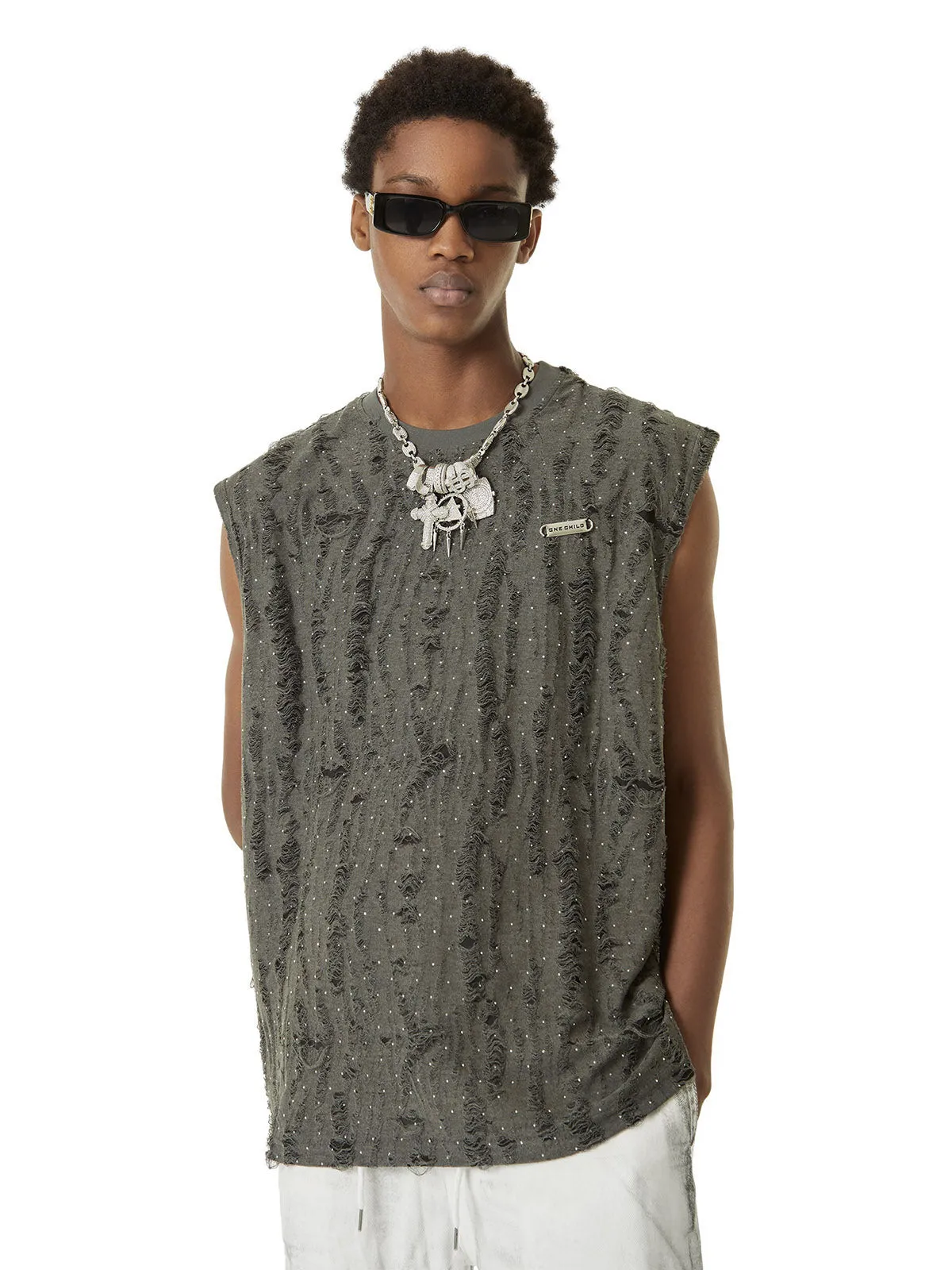 Thesupermade High Street Worn Design Diamond Texture Vest