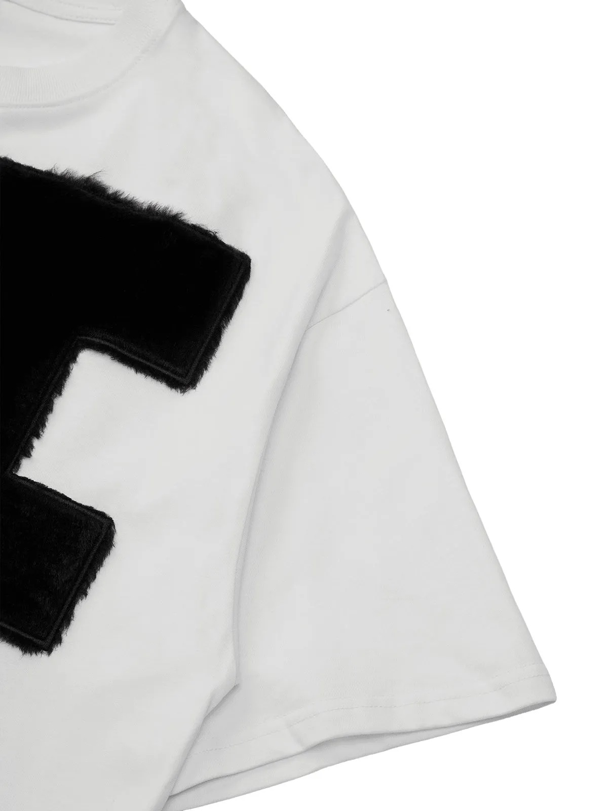 Thesupermade Suede Embroidered Letters Street Rap T-shirt - 2047