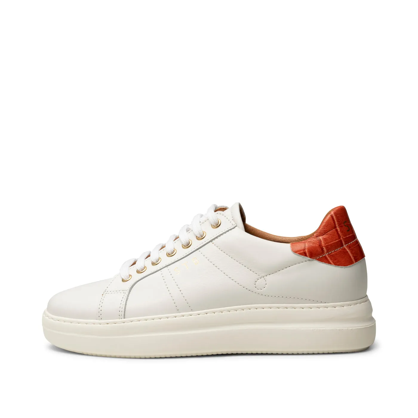 Valda sneaker leather - WHITE/ RED