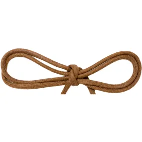 Waxed Cotton Thin Round 1/8" Dress Laces - Light Brown (2 Pair Pack) Shoelaces