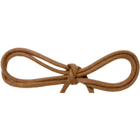 Waxed Cotton Thin Round Dress Laces Custom Length with Tip - Light Brown (1 Pair Pack) Shoelaces