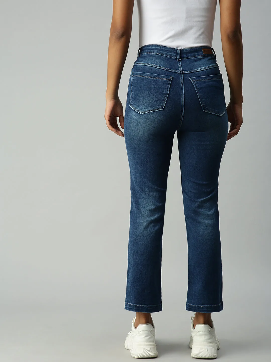 Women Solid Blue Relaxed Fit Denim Jeans