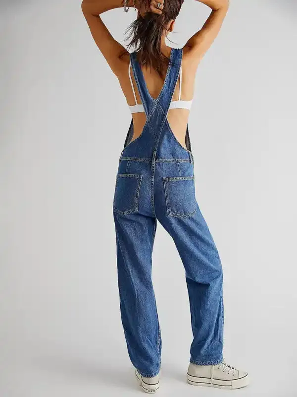 Women’s Jumpsuits Casual Loose Denim Overalls Trousers