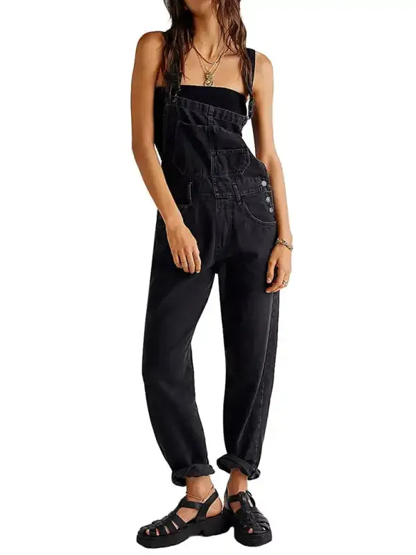 Women’s Jumpsuits Casual Loose Denim Overalls Trousers